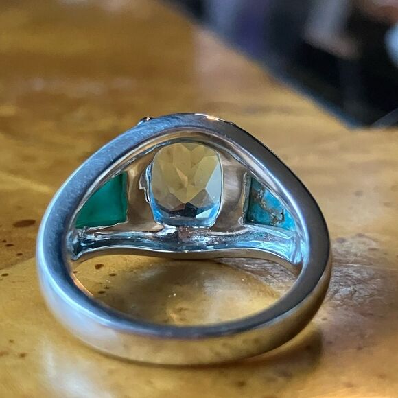 Sky Blue Topaz Mojave Turquoise Sterling Silver Ring Size 6.75 main image 3